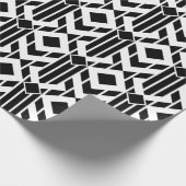 Fancy Geometrische zwarte witte strepen en diamant Cadeaupapier (Hoek)