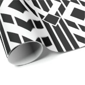 Fancy Geometrische zwarte witte strepen en diamant Cadeaupapier (Rol Hoek)