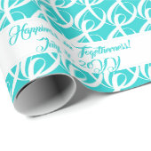 Fancy Gepersonaliseerde Bruid, Bruidegom Aqua Blue Cadeaupapier (Rol Hoek)