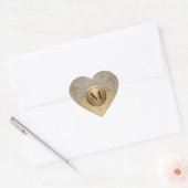Fancy gesimuleerde gouden en zilveren monogram dam hart sticker (Envelop)