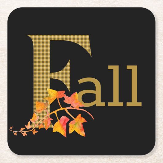 Fancy gespeelde Herfst Word Art Kartonnen Onderzetters (Voorkant)