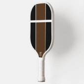 Fancy gespleten zwarte cacao-raceband pickleball paddle (Links)