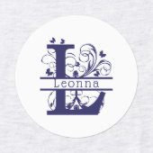 Fancy gesplitste letter "L"-monogram Labels (Design 1)