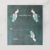 Fancy Ghost Blue Top Hat Skull Cane Night Sky Plaatskaartje (Buitenkant ongevouwen)