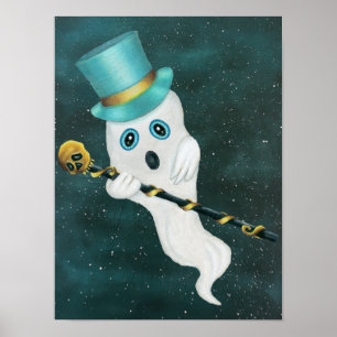 Fancy Ghost Domme Gezicht Top Hoed Wandelstok Ster Poster
