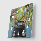 Fancy Giraffe Vierkante Klok (Hoek)