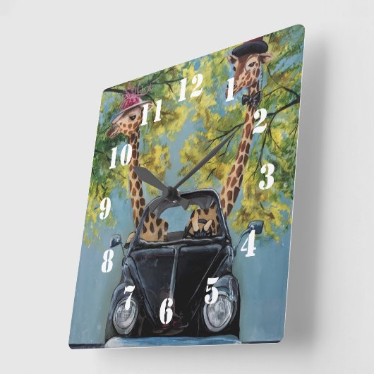 Fancy Giraffe Vierkante Klok (Hoek)