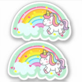 Fancy Girly Cute Fun Rainbow Unicorn Sticker (Voorkant)
