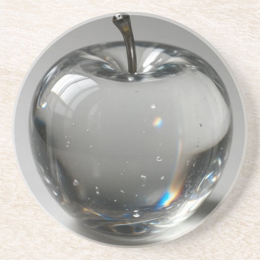 fancy glanzende glasappel zandsteen onderzetter (Voorkant)