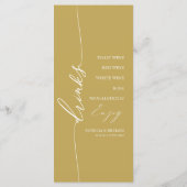 Fancy Gold 4x9 Wedding Drink Menu Card For Plate (Achterkant)