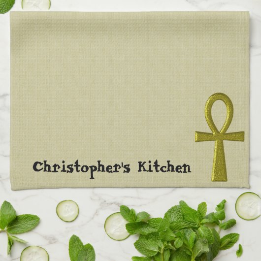 Fancy Gold Ankh Kitchen Towelen Theedoek (Gevouwen)