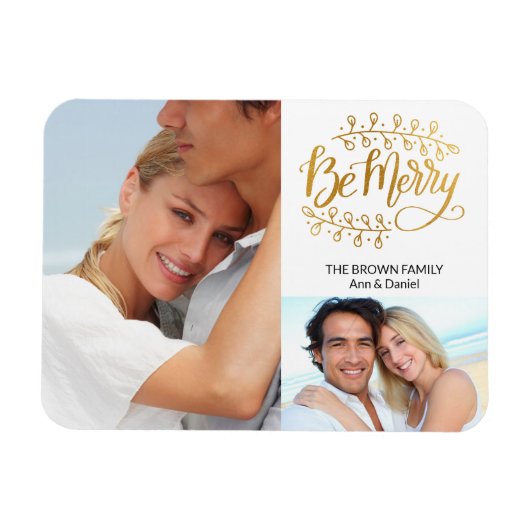 Fancy Gold Be Merry 2 fotocollage vakantieganger Magneet (Horizontaal)