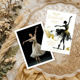Fancy Gold Black Watercolor Ballet Graduate TMF26 Kaart