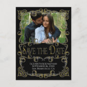 Fancy  Gold & Black Wedding Save the Date Briefkaart (Voorkant)