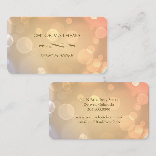Fancy Gold Bokeh Professional Visitekaartje (Voorkant / Achterkant)