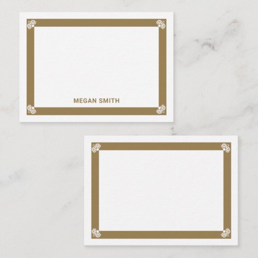 Fancy Gold Border Persoonlijke flatnote-kaarten Notitiekaartje (Voorkant / Achterkant)