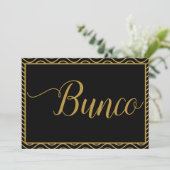 Fancy Gold Bunco Dice Game Invite Kaart (Staand voorkant)