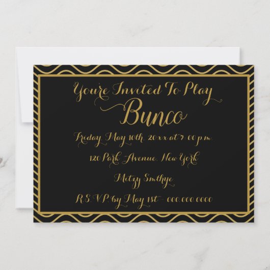 Fancy Gold Bunco Dice Game Invite Kaart (Achterkant)
