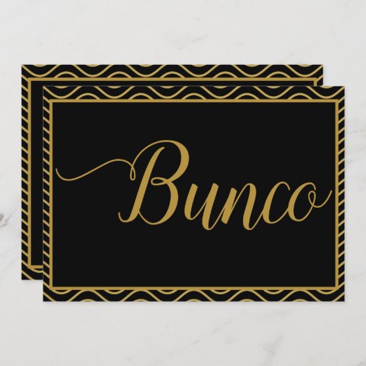 Fancy Gold Bunco Dice Game Invite Kaart (Voorkant / Achterkant)
