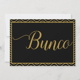 Fancy Gold Bunco Dice Game Invite Kaart