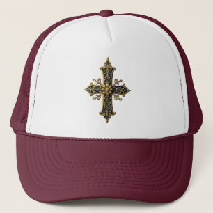 Fancy Gold Cross Trucker Hat Pet