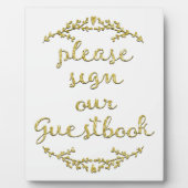 Fancy Gold Glitter Guestbook-teken Fotoplaat (Voorkant)
