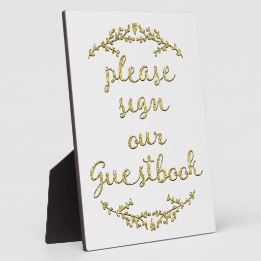 Fancy Gold Glitter Guestbook-teken Fotoplaat (Zijkant)