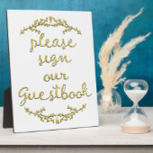 Fancy Gold Glitter Guestbook-teken Fotoplaat (Zijkant)