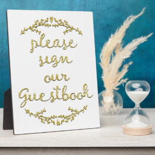 Fancy Gold Glitter Guestbook-teken Fotoplaat