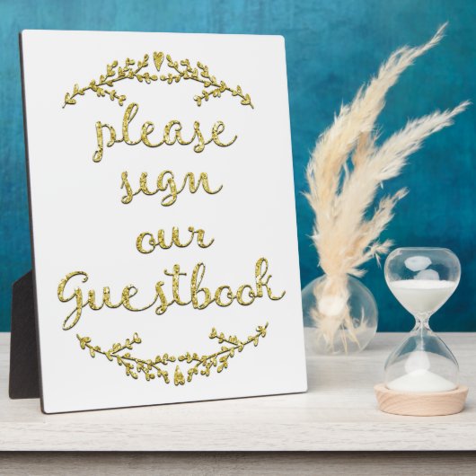 Fancy Gold Glitter Guestbook-teken Fotoplaat (Zijkant)