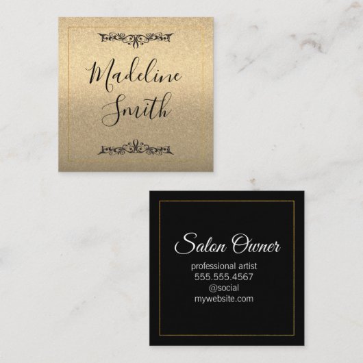 Fancy Gold Glitter Lux Vierkante Visitekaartje (Voorkant / Achterkant)