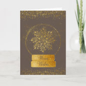 Fancy Gold Glitter Snowflake Wereldbol Kerstmis Kaart (Voorkant)