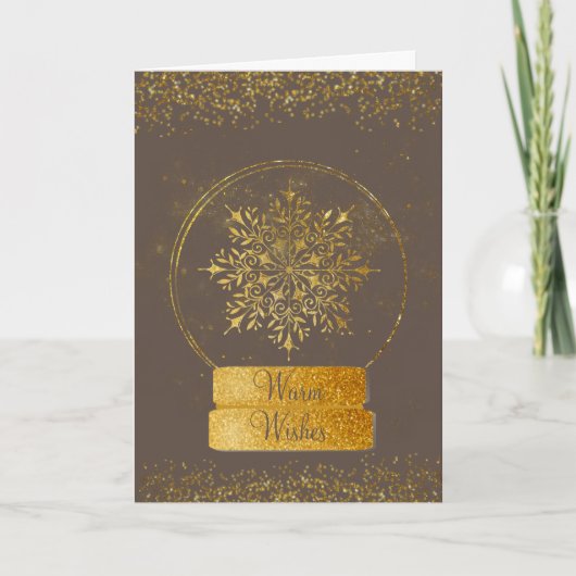 Fancy Gold Glitter Snowflake Wereldbol Kerstmis Kaart (Voorkant)