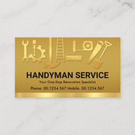 Fancy Gold Handyman Construction Tools Removing Visitekaartje