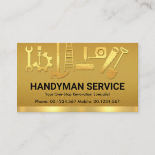 Fancy Gold Handyman Construction Tools Removing Visitekaartje