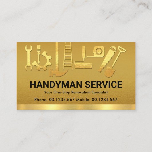 Fancy Gold Handyman Construction Tools Removing Visitekaartje (Voorkant)