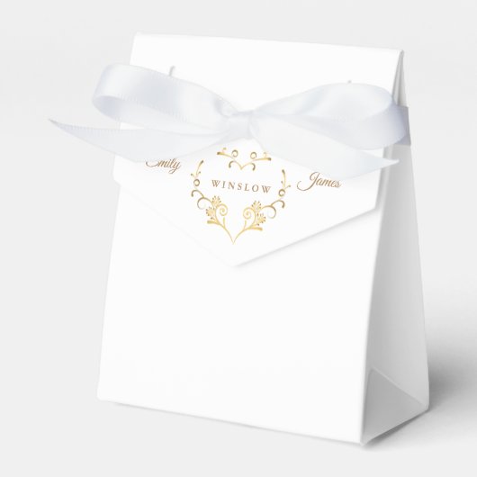 Fancy Gold Heart Favor Box Bedankdoosjes (Voorkant Zijde)