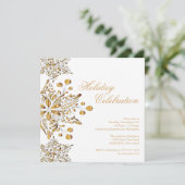 Fancy Gold Jewel Snowflakes Holiday Party Kaart (Staand voorkant)