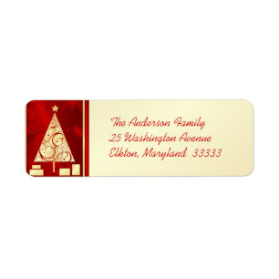 Fancy Gold-kerstboom - Retouradreslabels Etiket