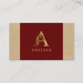 Fancy Gold Letter A-monogram op rood en karton Visitekaartje (Voorkant)
