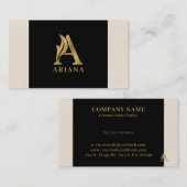 Fancy Gold Letter A-monogram op zwart en linnen Visitekaartje (Voorkant / Achterkant)