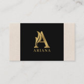 Fancy Gold Letter A-monogram op zwart en linnen Visitekaartje (Voorkant)