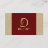 Fancy Gold Letter D-monogram op rood en karton Visitekaartje (Voorkant)