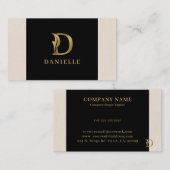 Fancy Gold Letter D-monogram op zwart en linnen Visitekaartje (Voorkant / Achterkant)