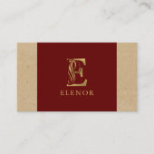 Fancy Gold Letter E-monogram op rood en karton Visitekaartje (Voorkant)