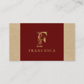 Fancy Gold Letter F-monogram op rood en karton Visitekaartje (Voorkant)
