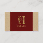 Fancy Gold Letter H-monogram op rood en karton Visitekaartje (Voorkant)