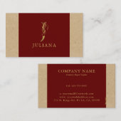 Fancy Gold Letter J-monogram op rood en karton Visitekaartje (Voorkant / Achterkant)