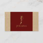 Fancy Gold Letter J-monogram op rood en karton Visitekaartje (Voorkant)