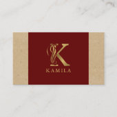 Fancy Gold Letter K-monogram op rood en karton Visitekaartje (Voorkant)
